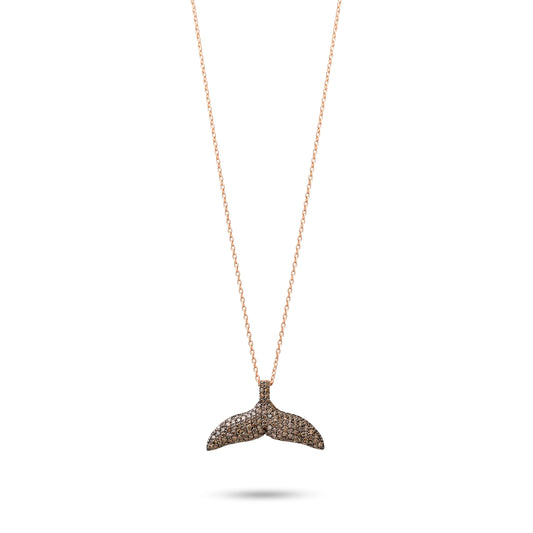 0,80 Karat Kahverengi Pırlanta Balık Kuyruğu Kolye - Arvi Jewellery