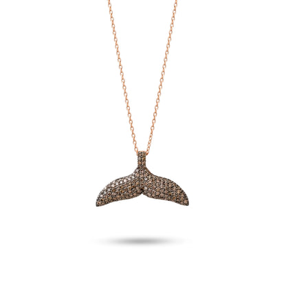 0,80 Karat Kahverengi Pırlanta Balık Kuyruğu Kolye - Arvi Jewellery