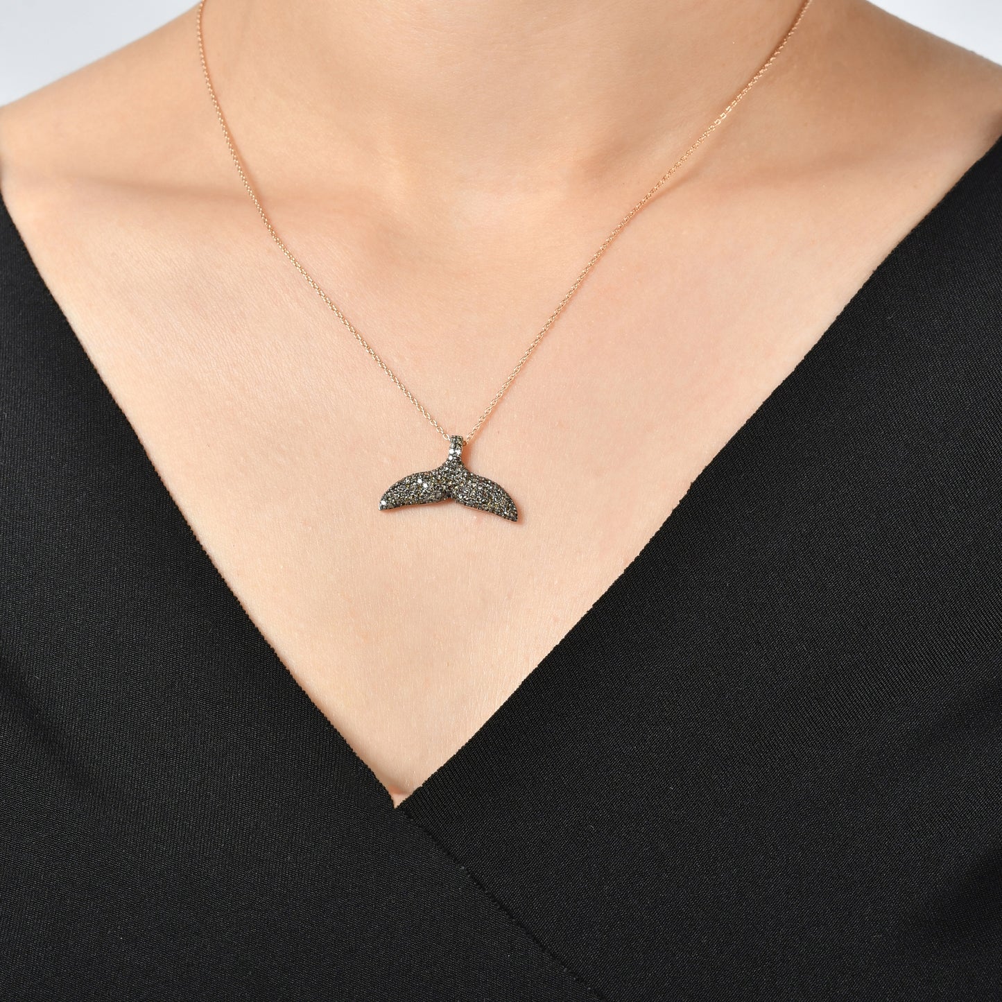 0,80 Karat Kahverengi Pırlanta Balık Kuyruğu Kolye - Arvi Jewellery