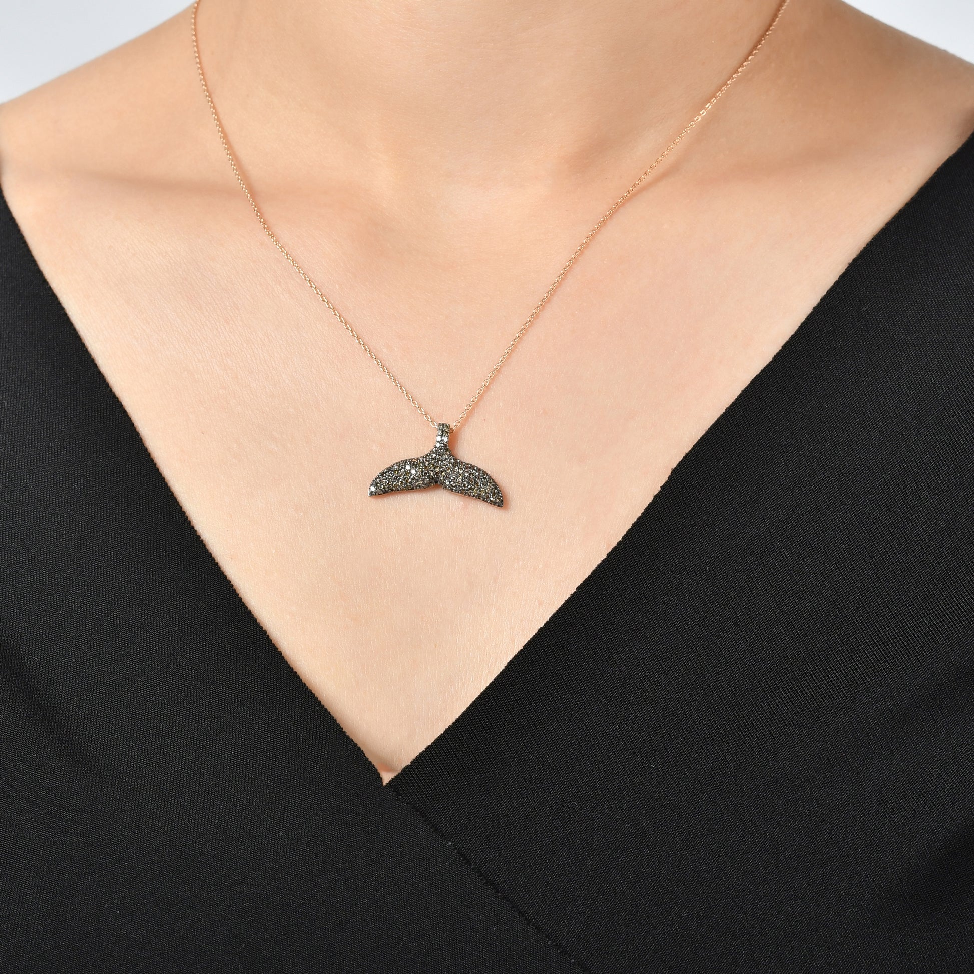 0,80 Karat Kahverengi Pırlanta Balık Kuyruğu Kolye - Arvi Jewellery