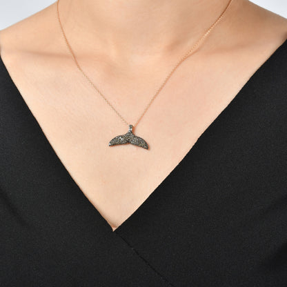 0,80 Karat Kahverengi Pırlanta Balık Kuyruğu Kolye - Arvi Jewellery