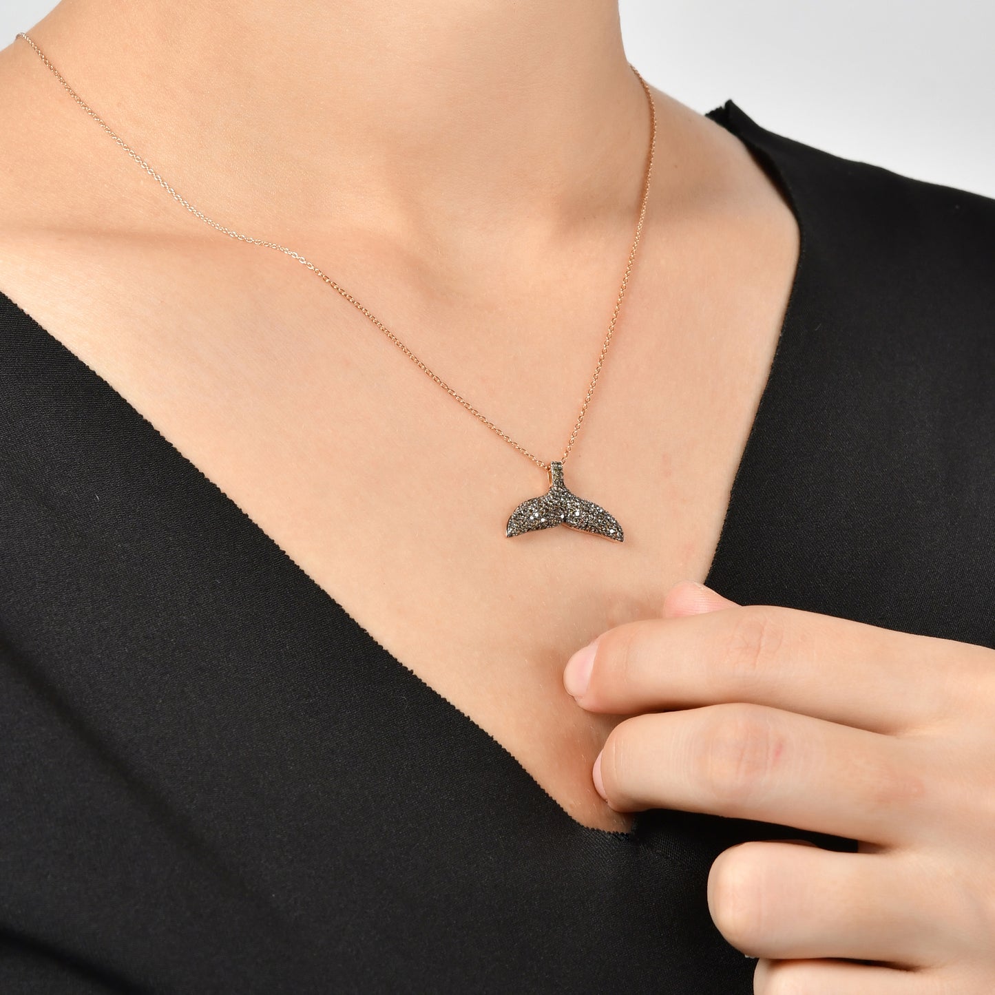 0,80 Karat Kahverengi Pırlanta Balık Kuyruğu Kolye - Arvi Jewellery