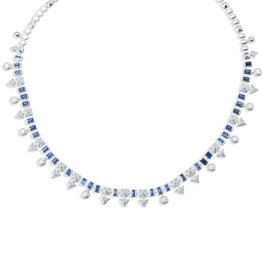 6,35 Karat Safir Baget Pırlanta Piramit Kolye - Arvi Jewellery