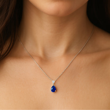 0,87 Karat Damla Safir Pırlanta Kolye - Arvi Jewellery