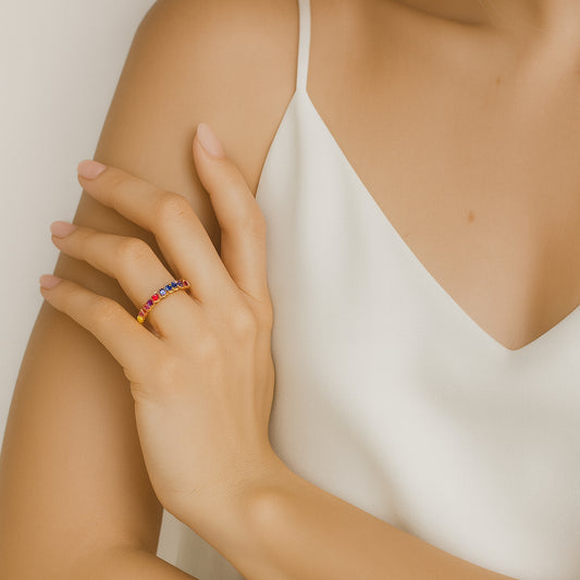 0,56 Karat Multi Safir Yüzük - Arvi Jewellery