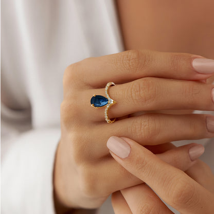 0,69 Karat Damla Safir Pırlanta Yüzük - Arvi Jewellery