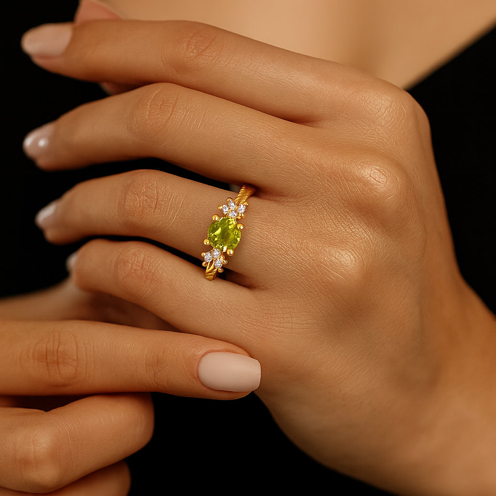 0,68 Karat Peridot Pırlanta Yüzük - Arvi Jewellery