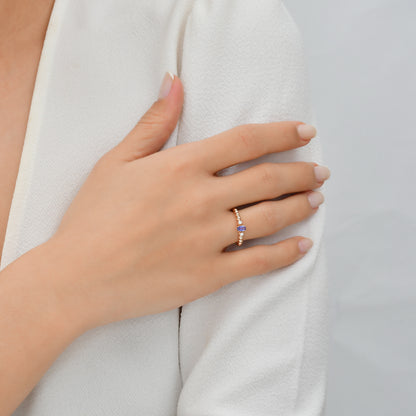 0,33 Karat Gökkuşağı 2 Mavi Safir Pırlanta Yüzük - Arvi Jewellery