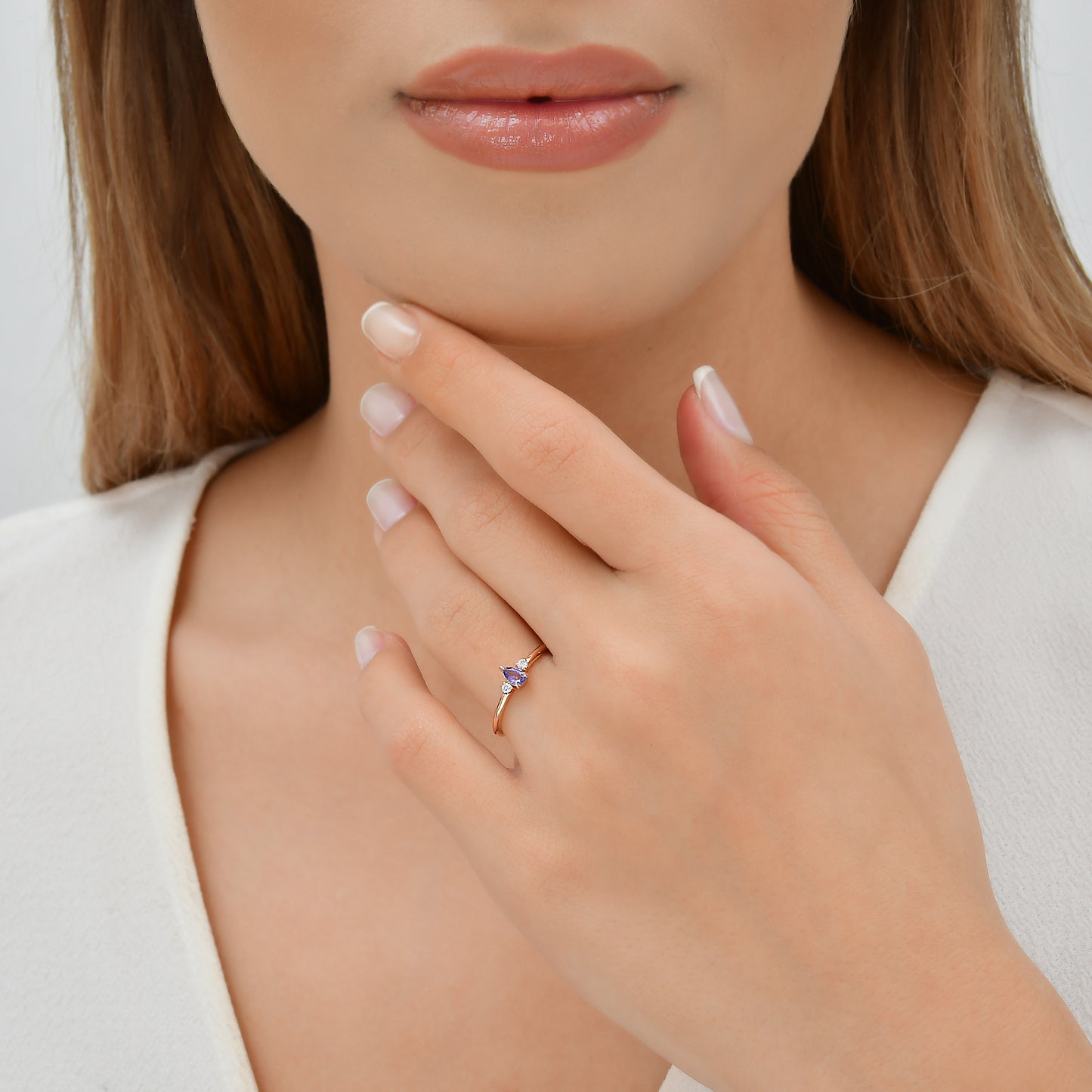 0,29 Karat Gökkuşağı 12 Mavi Safir Pırlanta Yüzük - Arvi Jewellery