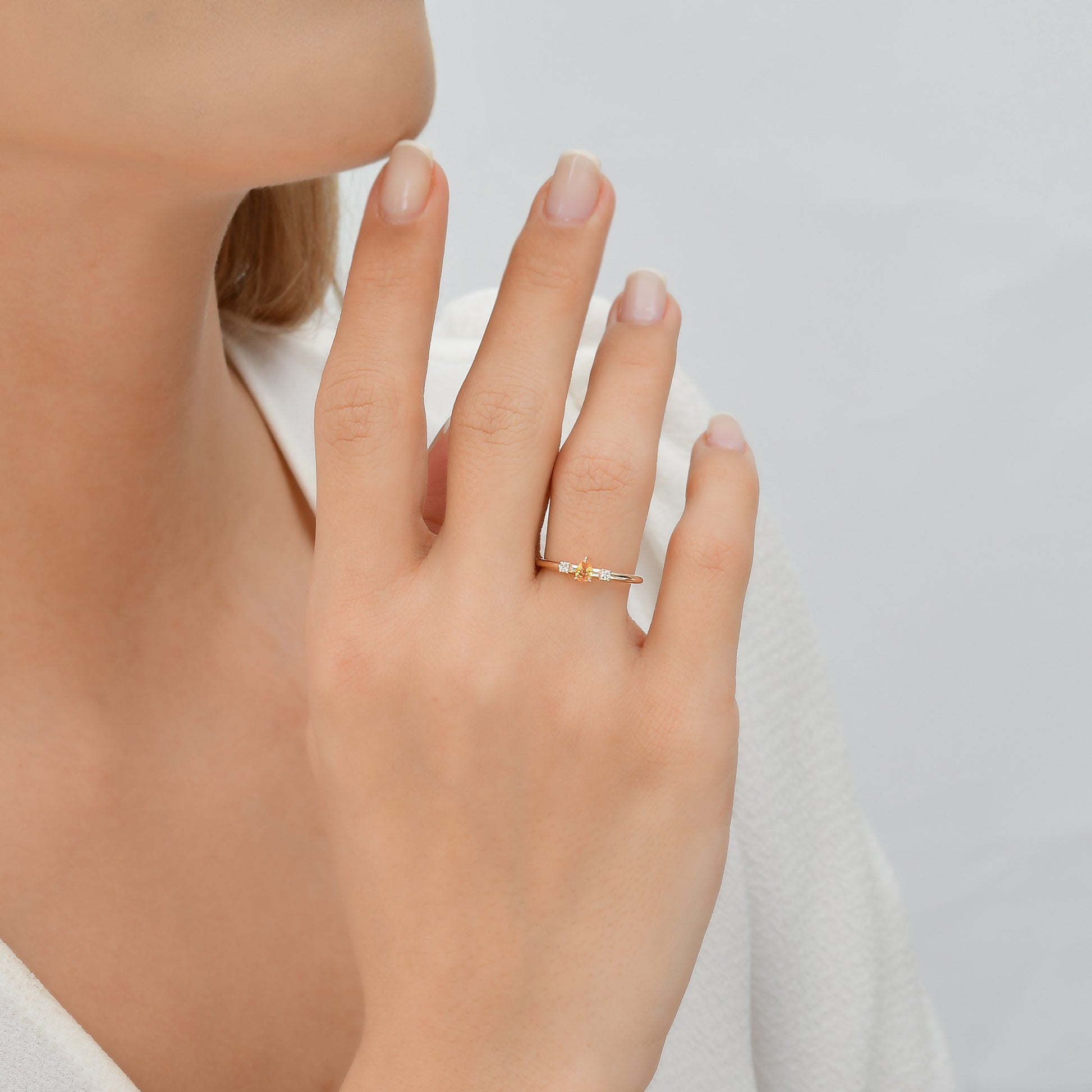 0,30 Karat Gökkuşağı 13 Sarı Safir Pırlanta Yüzük - Arvi Jewellery