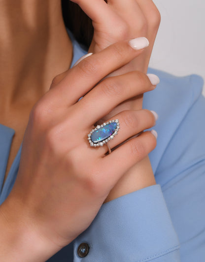 4,64 Karat Amorf Opal Pırlanta Yüzük - Arvi Jewellery