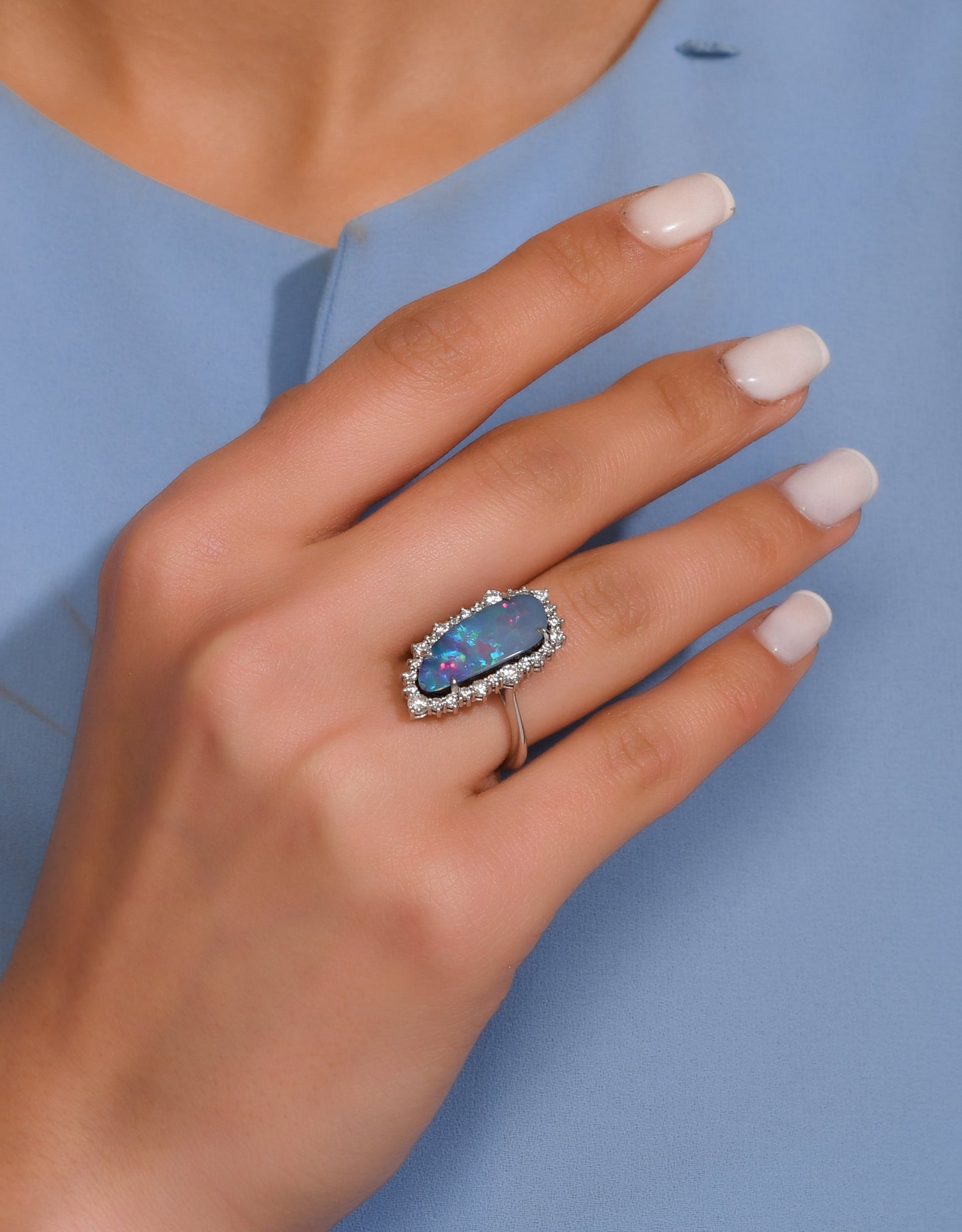 4,64 Karat Amorf Opal Pırlanta Yüzük - Arvi Jewellery