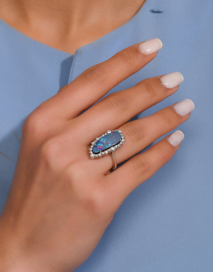 4,64 Karat Amorf Opal Pırlanta Yüzük - Arvi Jewellery