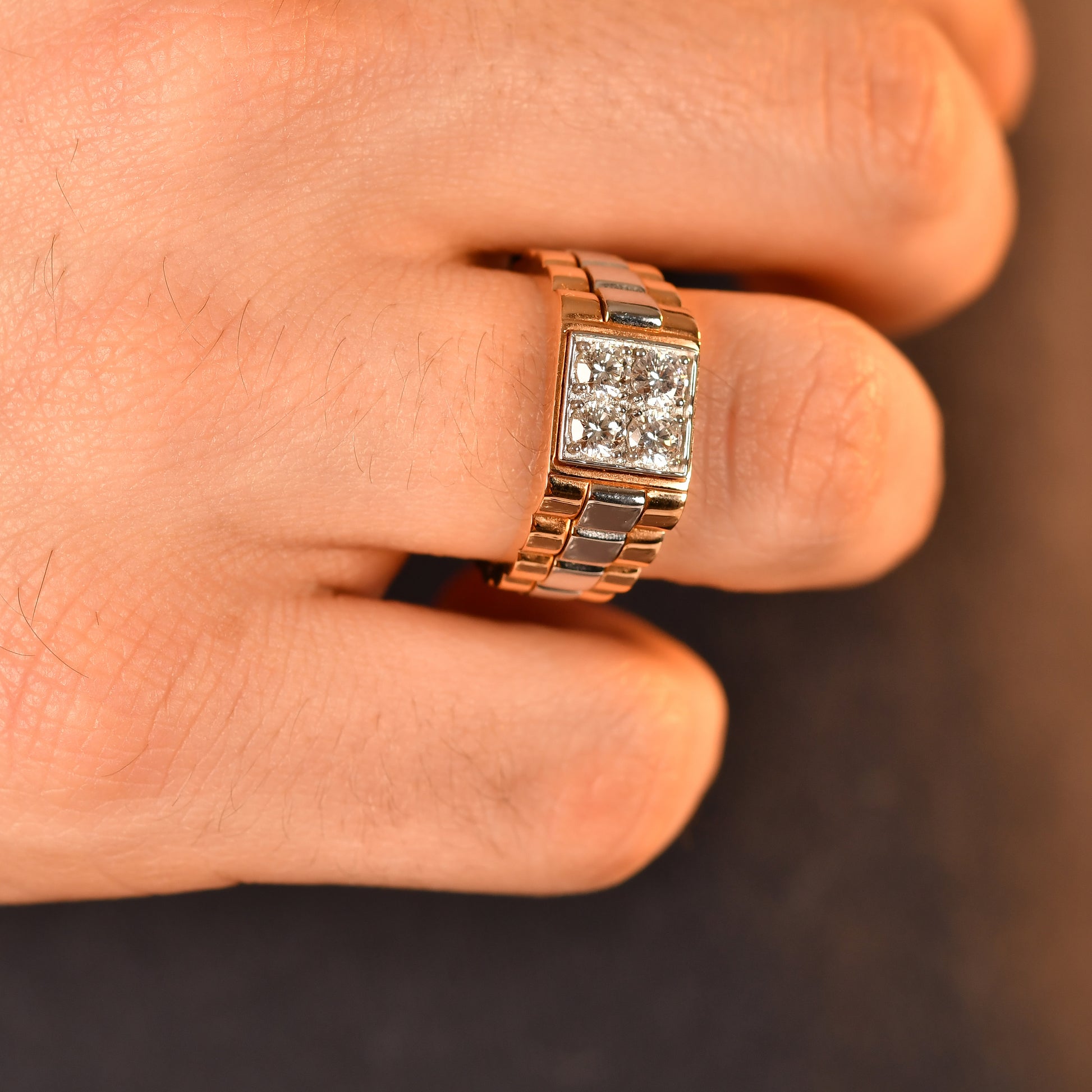 Kare Ortalı Erkek Pırlanta Yüzük - Arvi Jewellery