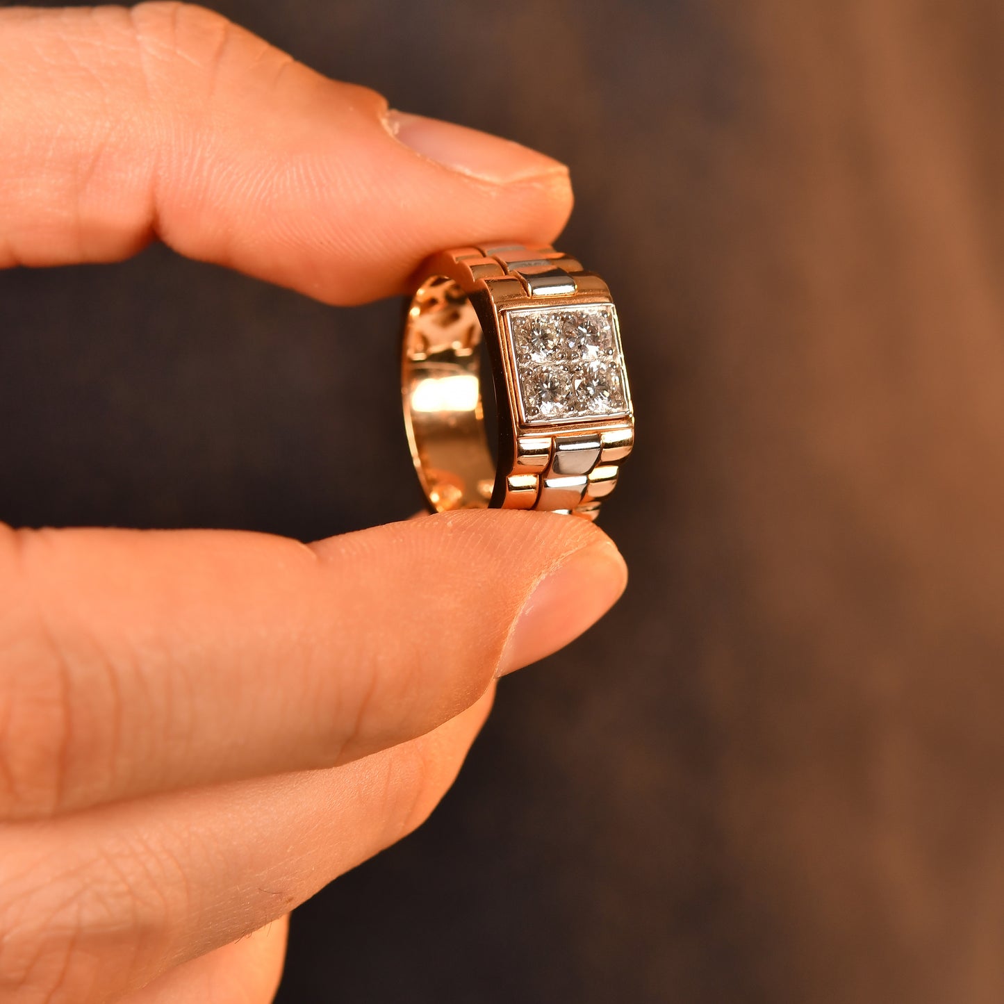 Kare Ortalı Erkek Pırlanta Yüzük - Arvi Jewellery