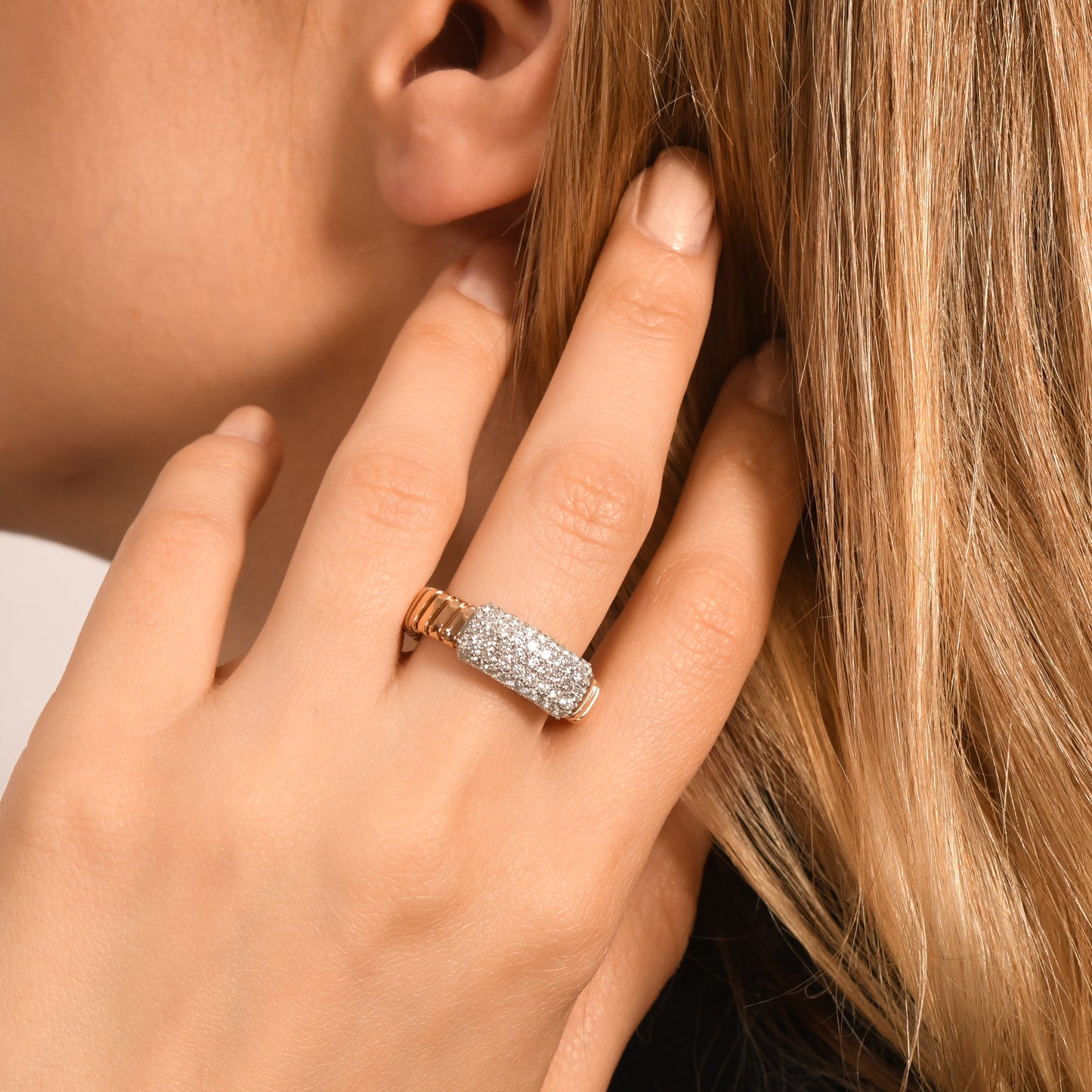 0,77 Karat Geniş Sarmal Pave Pırlanta Yüzük - Arvi Jewellery