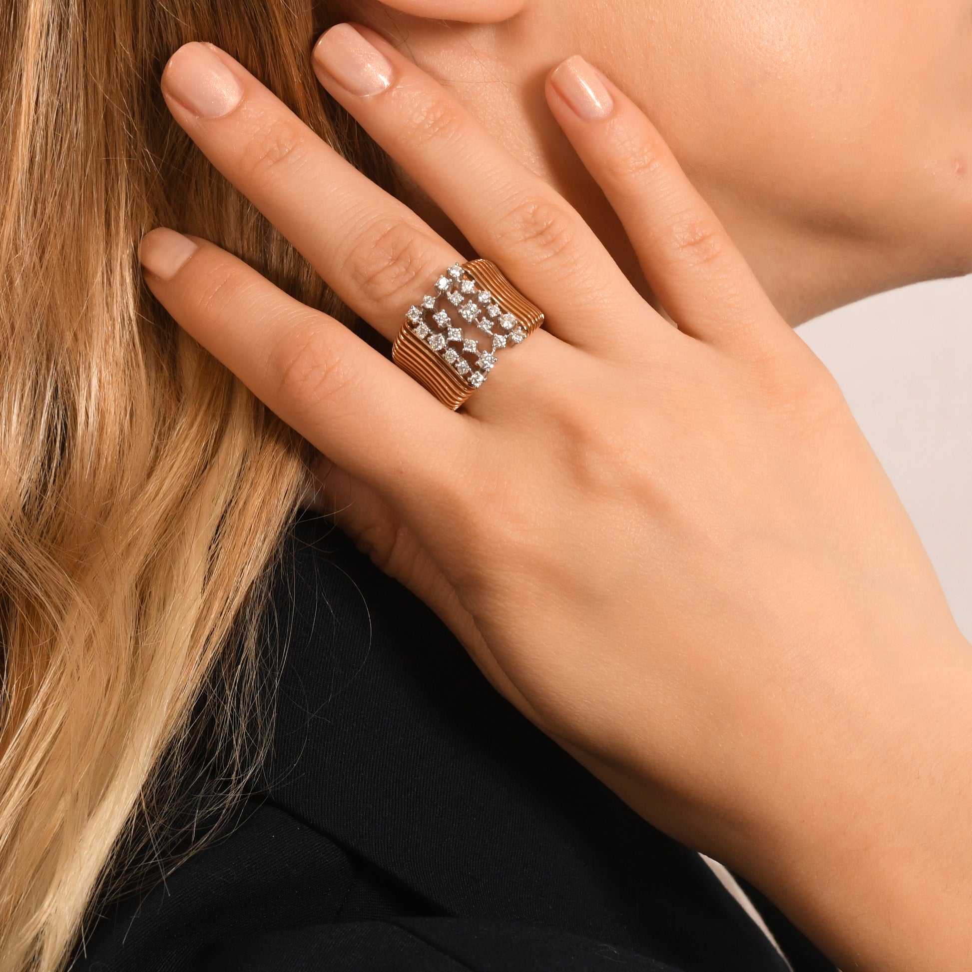 0,75 Karat Yuvalı Kafes Pırlanta Yüzük - Arvi Jewellery