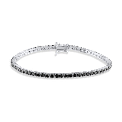 4,53 Karat Siyah- Beyaz Pırlanta Su Yolu Bilezik - Arvi Jewellery