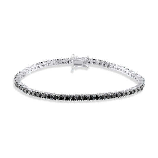 4,53 Karat Siyah- Beyaz Pırlanta Su Yolu Bilezik - Arvi Jewellery