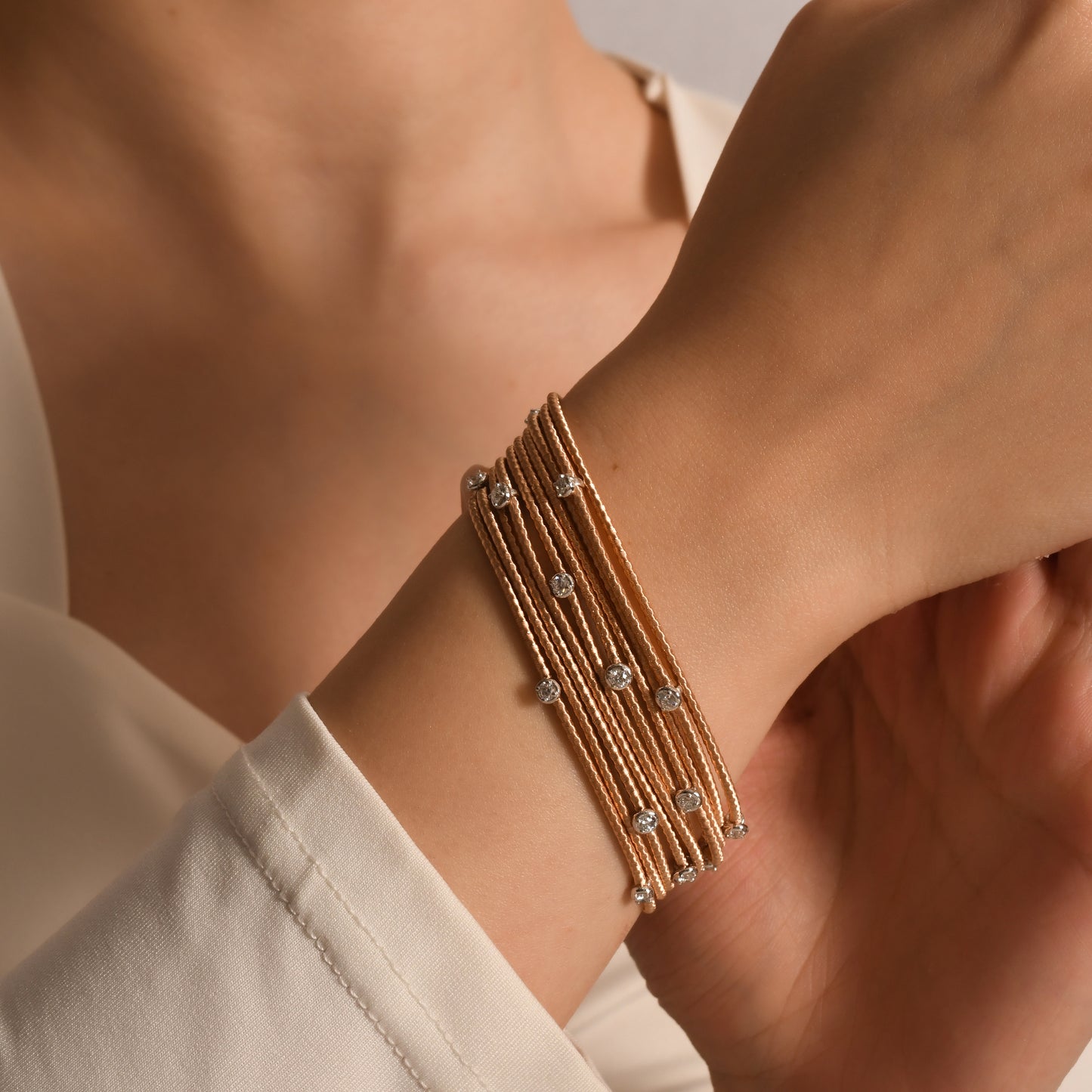 0,93 Karat On Sıra Tohumlu Halat Pırlanta Bilezik - Arvi Jewellery