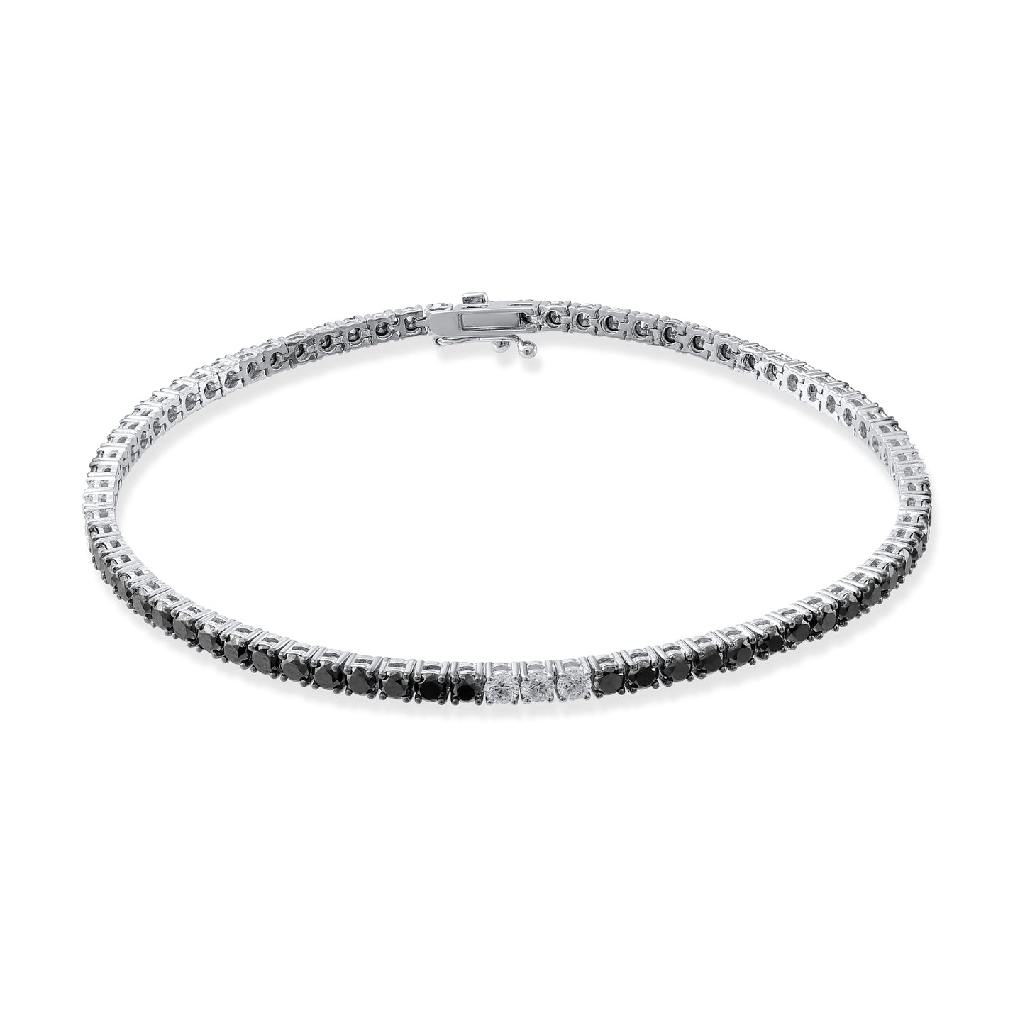 Siyah - Beyaz Su Yolu Pırlanta Erkek Bilezik - Arvi Jewellery