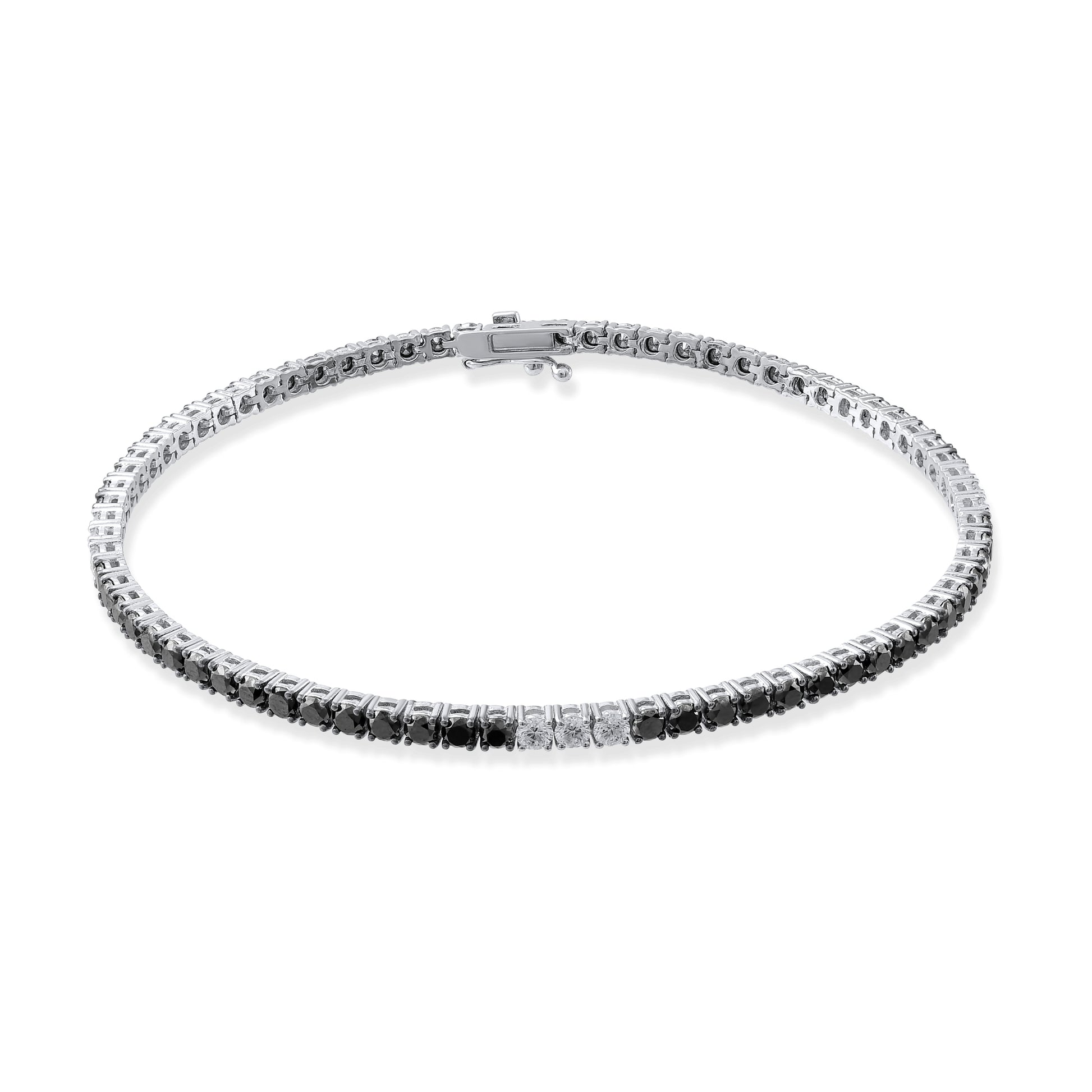 Siyah - Beyaz Su Yolu Pırlanta Erkek Bilezik - Arvi Jewellery