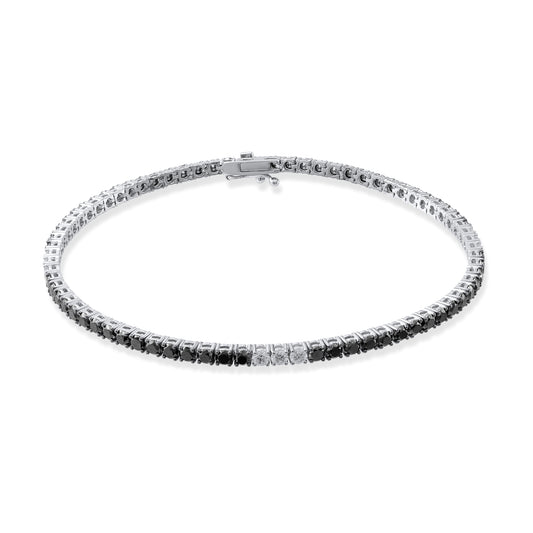 Siyah - Beyaz Su Yolu Pırlanta Erkek Bilezik - Arvi Jewellery