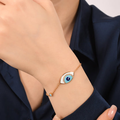 0,06 Karat Beyaz Mineli Göz Pırlanta Bilezik - Arvi Jewellery