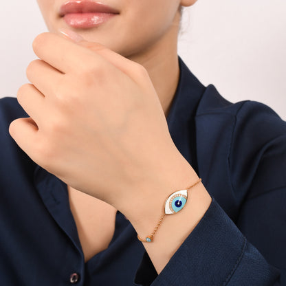 0,06 Karat Beyaz Mineli Göz Pırlanta Bilezik - Arvi Jewellery