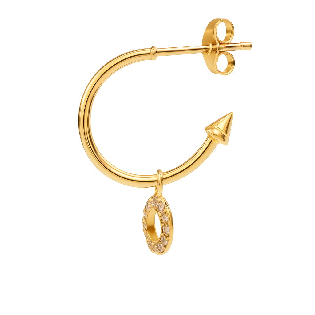 Oval Sallantılı Pırlanta Küpe - Arvi Jewellery