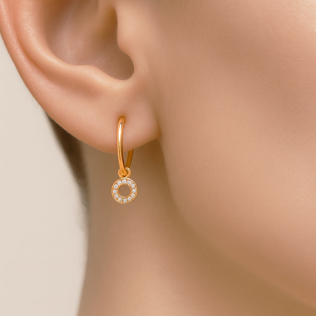 Oval Sallantılı Pırlanta Küpe - Arvi Jewellery