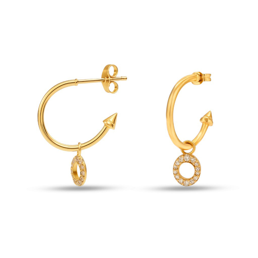 Oval Sallantılı Pırlanta Küpe - Arvi Jewellery