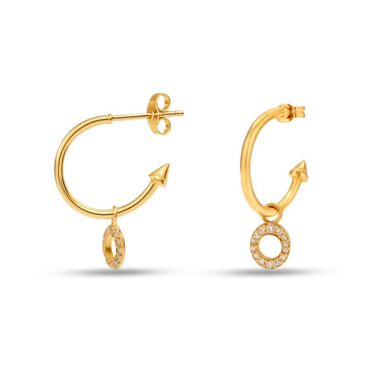 Oval Sallantılı Pırlanta Küpe - Arvi Jewellery