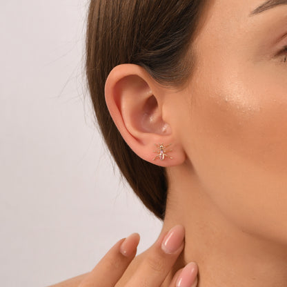 Pembe Safir Karınca Küpe - Arvi Jewellery