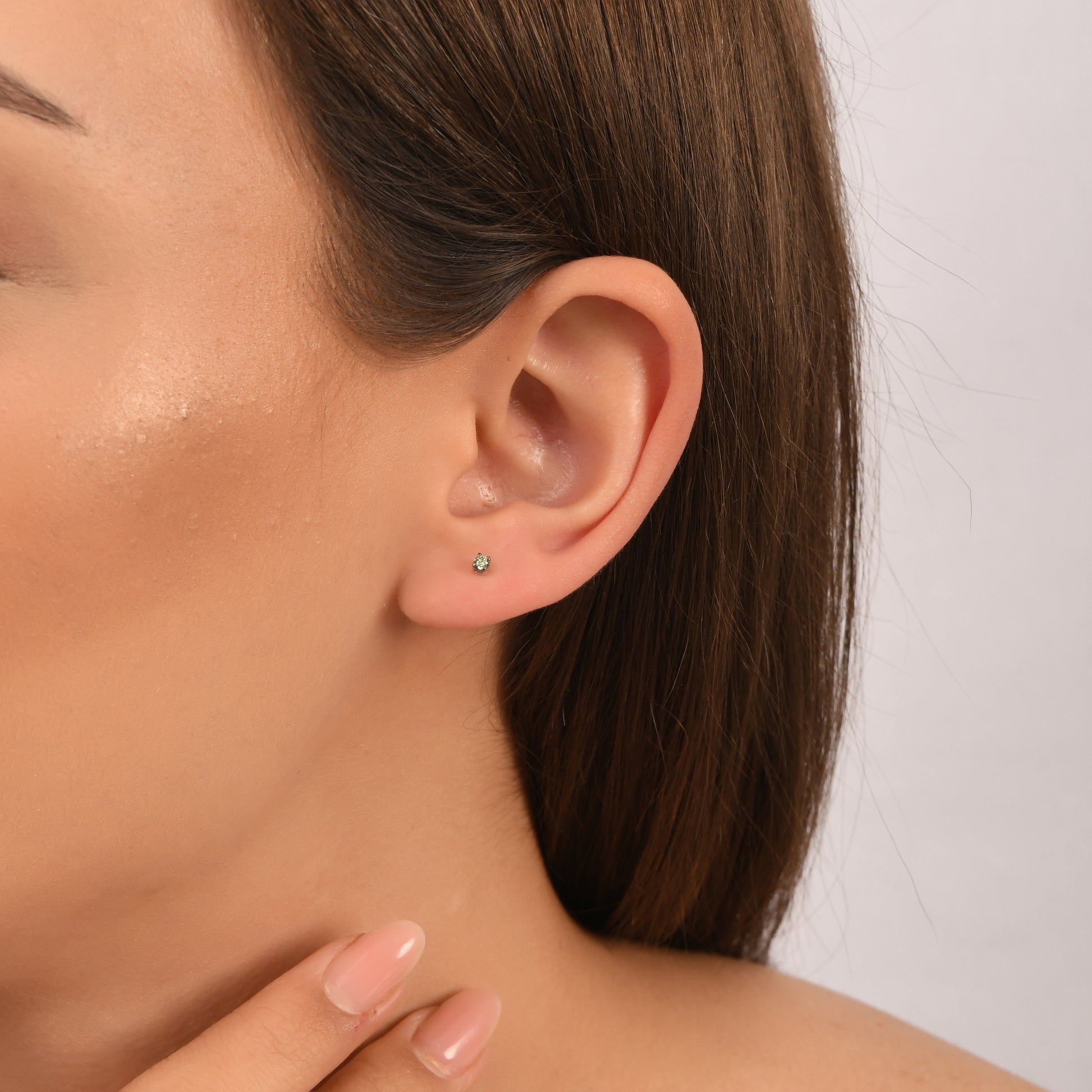 Yeşil Pırlanta Tektaş Küpe - Arvi Jewellery