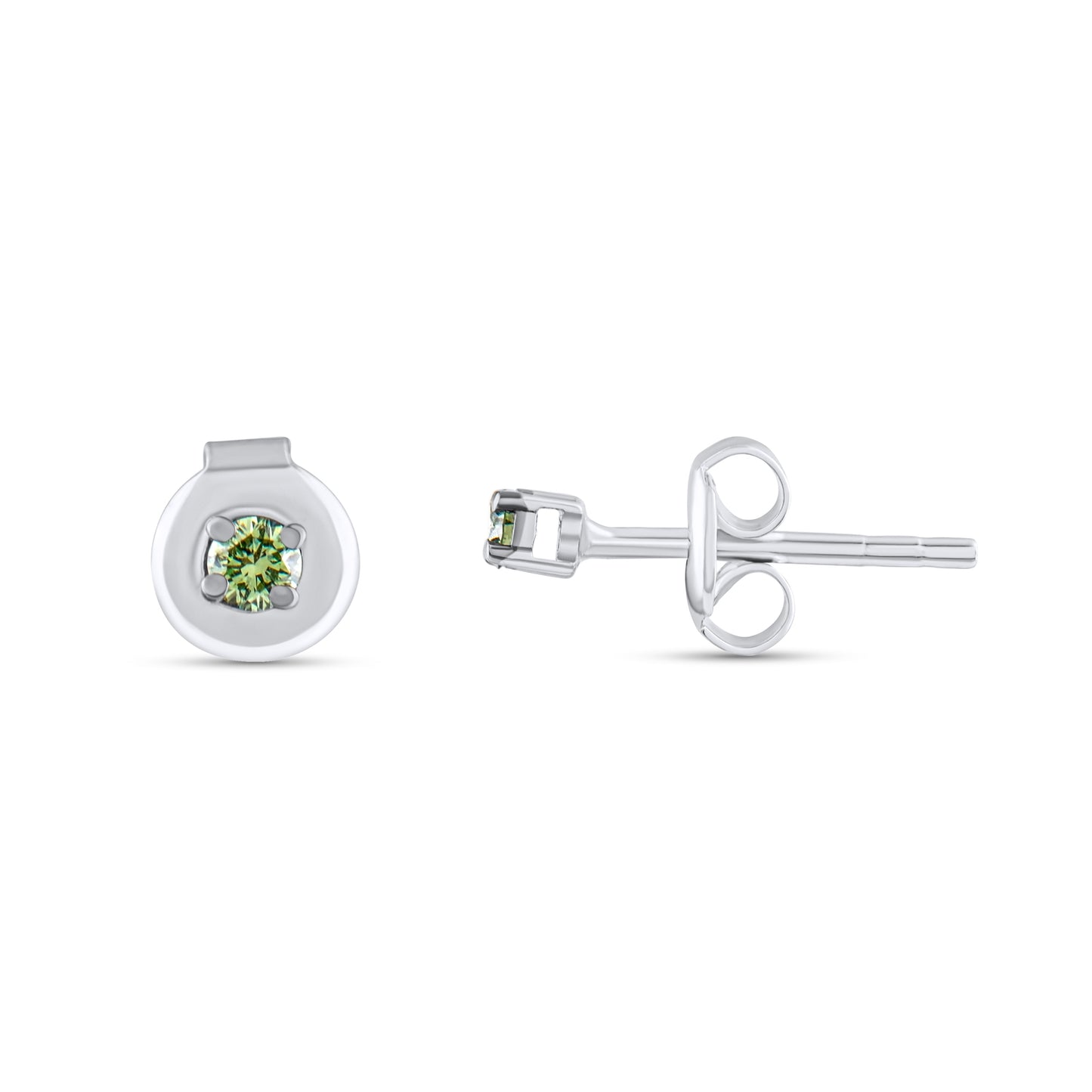 Yeşil Pırlanta Tektaş Küpe - Arvi Jewellery