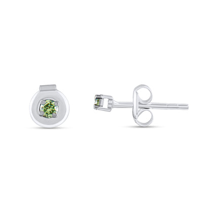 Yeşil Pırlanta Tektaş Küpe - Arvi Jewellery