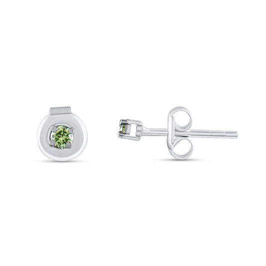 Yeşil Pırlanta Tektaş Küpe - Arvi Jewellery