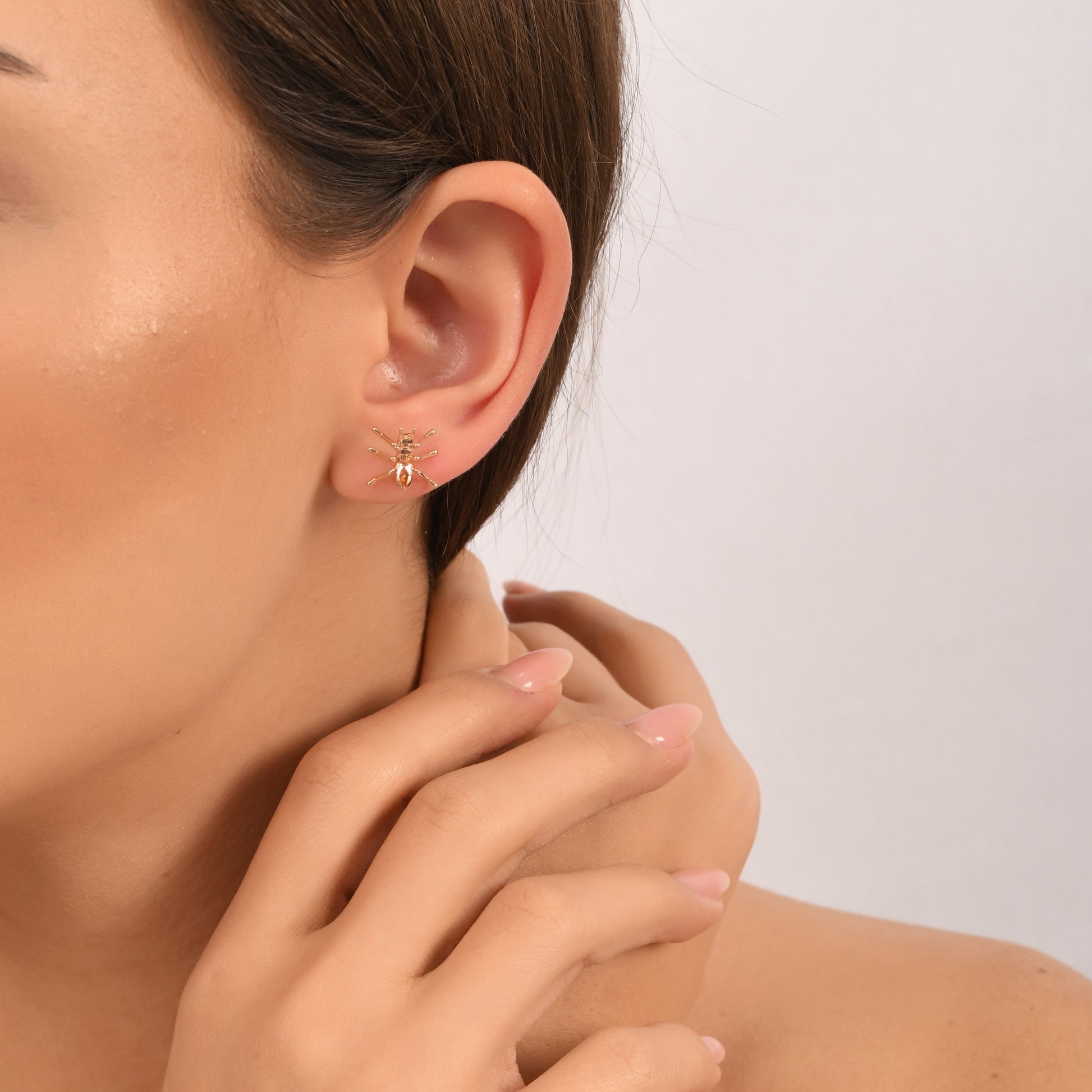 Turuncu Safir Karınca Küpe - Arvi Jewellery