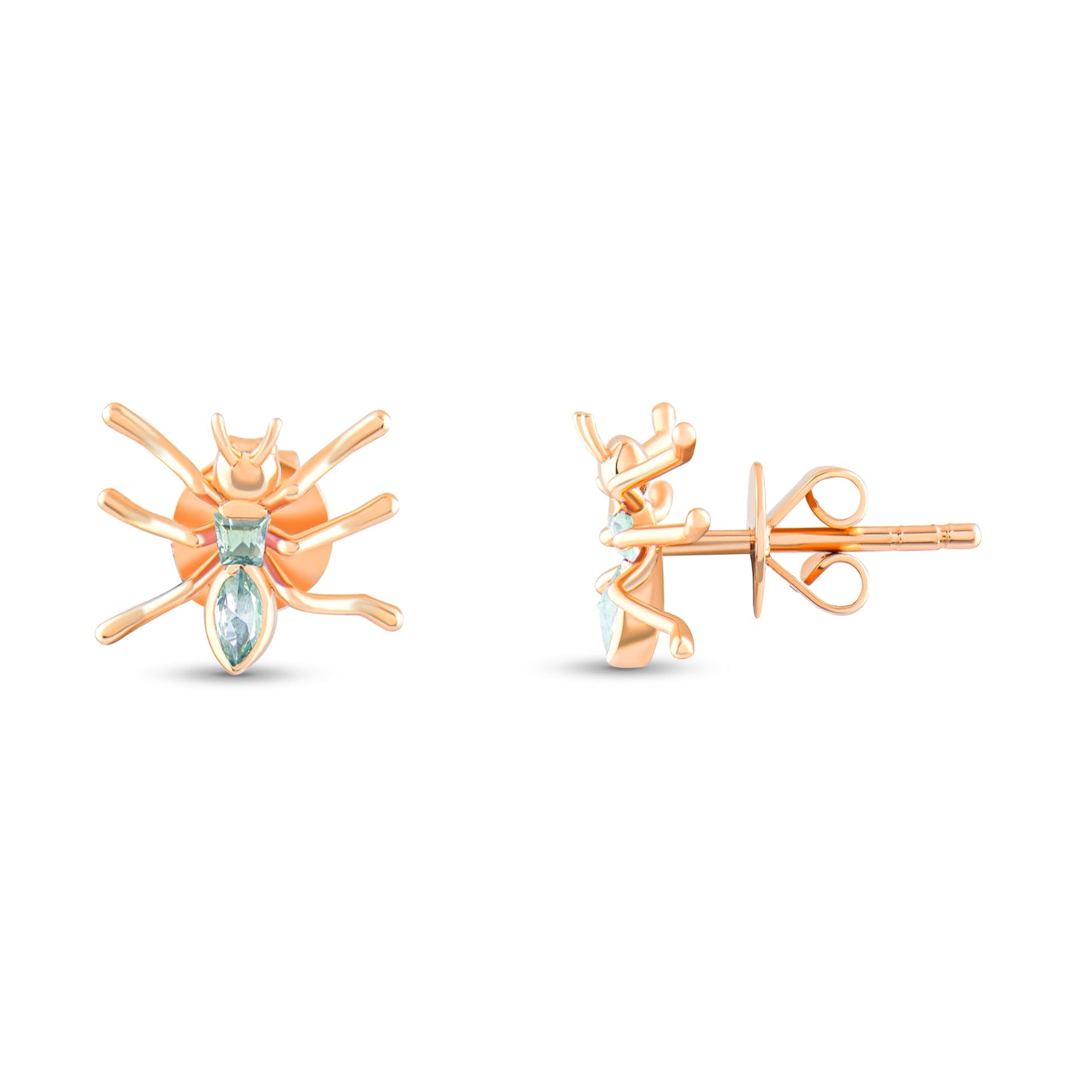 Yeşil safir taşlı altın karınca küpe, hem sembolik anlamı hem de zarif detaylarıyla öne çıkar. Azmi ve çalışkanlığı temsil eden figüratif form, 18 ayar altının dayanıklılığıyla birleşerek estetik bir aksesuar haline gelir.