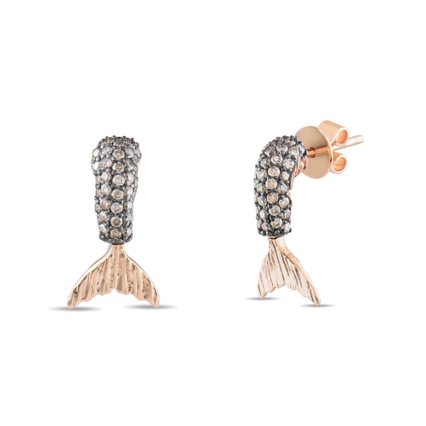 Kahverengi Pırlanta Balık Küpe - Arvi Jewellery