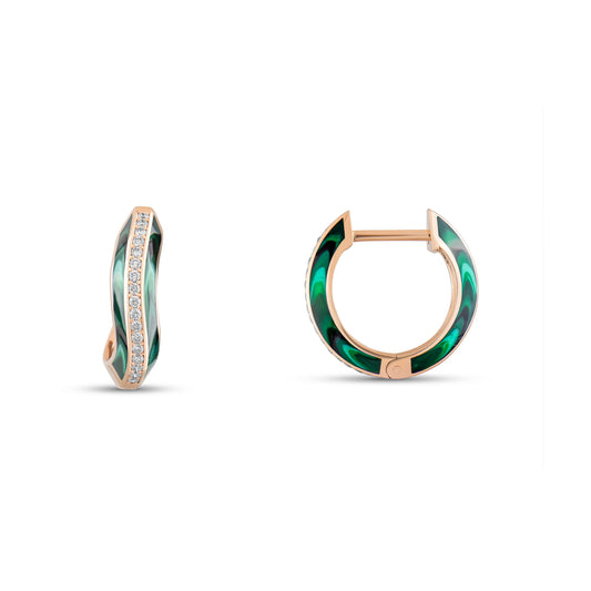 Pan Malahit Pırlanta Küpe - Arvi Jewellery