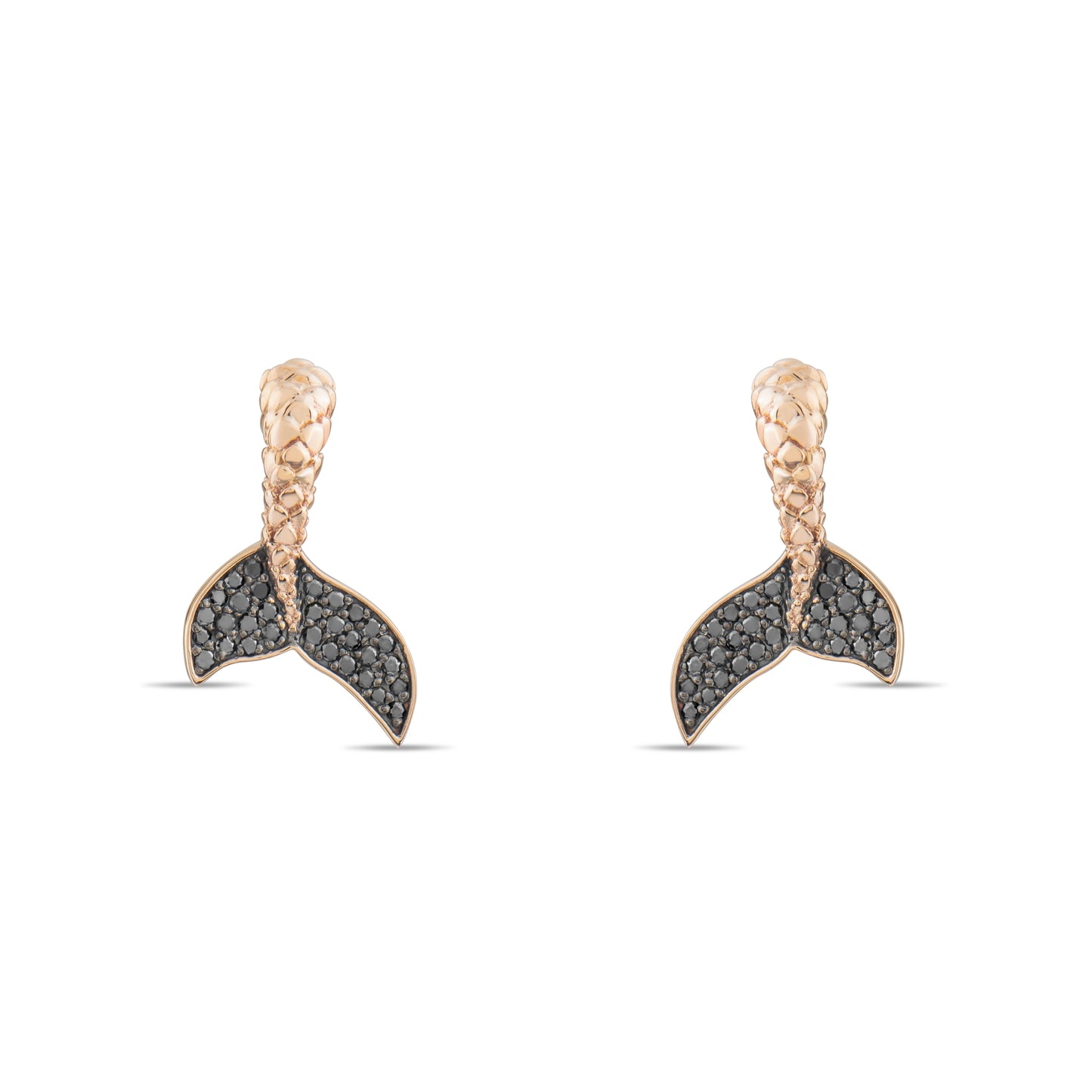 Siyah Pırlanta Kuyruklu Balık Küpe - Arvi Jewellery