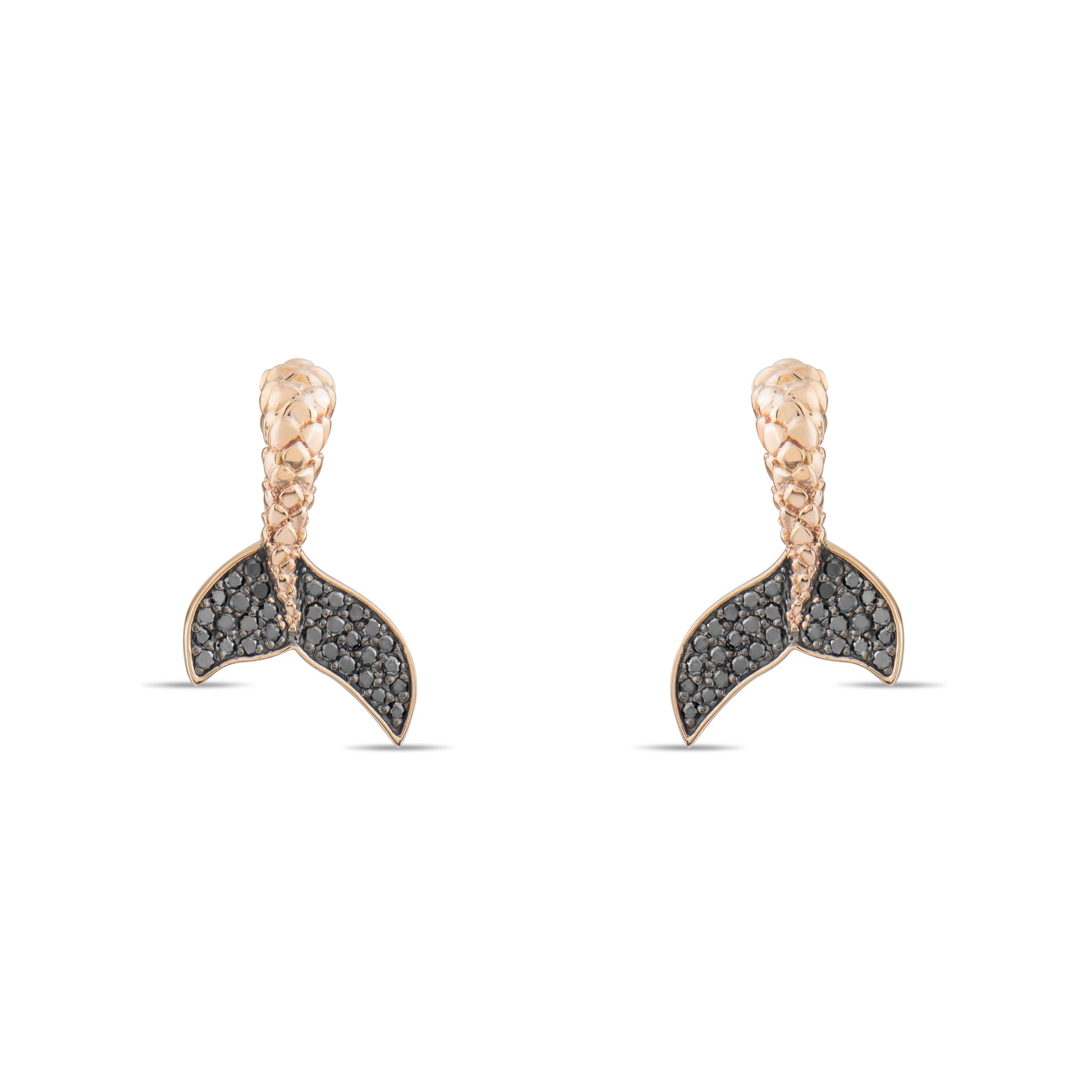 Siyah Pırlanta Kuyruklu Balık Küpe - Arvi Jewellery