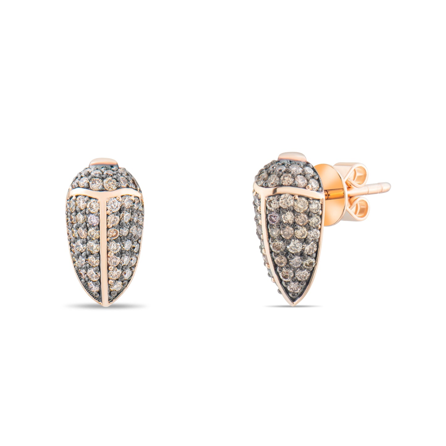 Pave Kahverengi Pırlanta Sinek Küpe - Arvi Jewellery