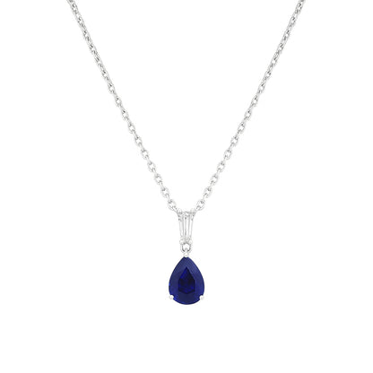 0,89 Karat Trapezli Safir Baget Pırlanta Kolye - Arvi Jewellery