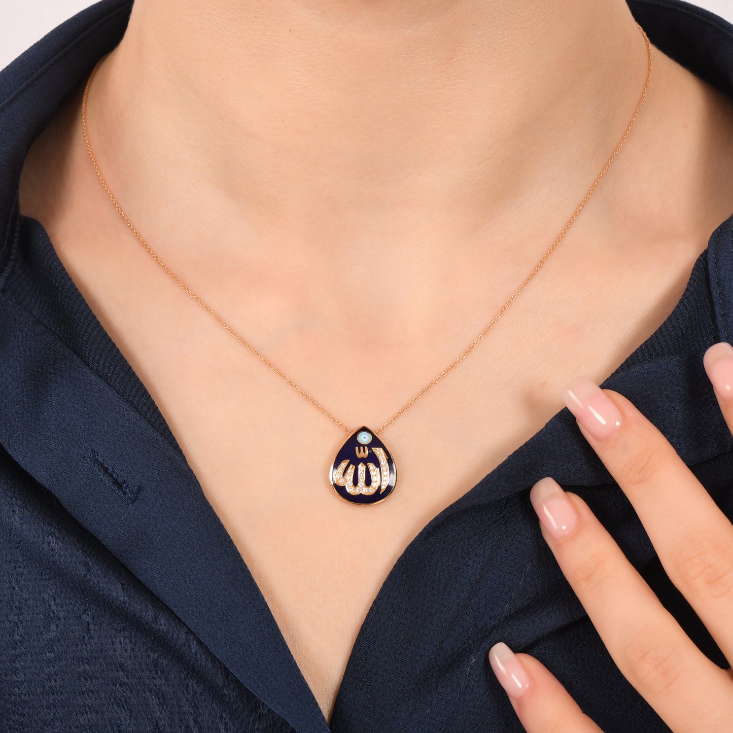 0,13 Karat Allah Yazılı Pırlanta Kolye - Arvi Jewellery