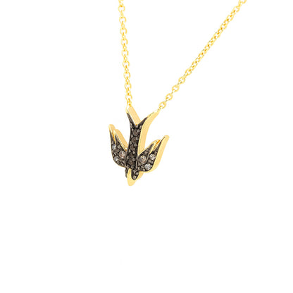 0,05 Karat Siyah Pırlanta Kuş Kolye - Arvi Jewellery