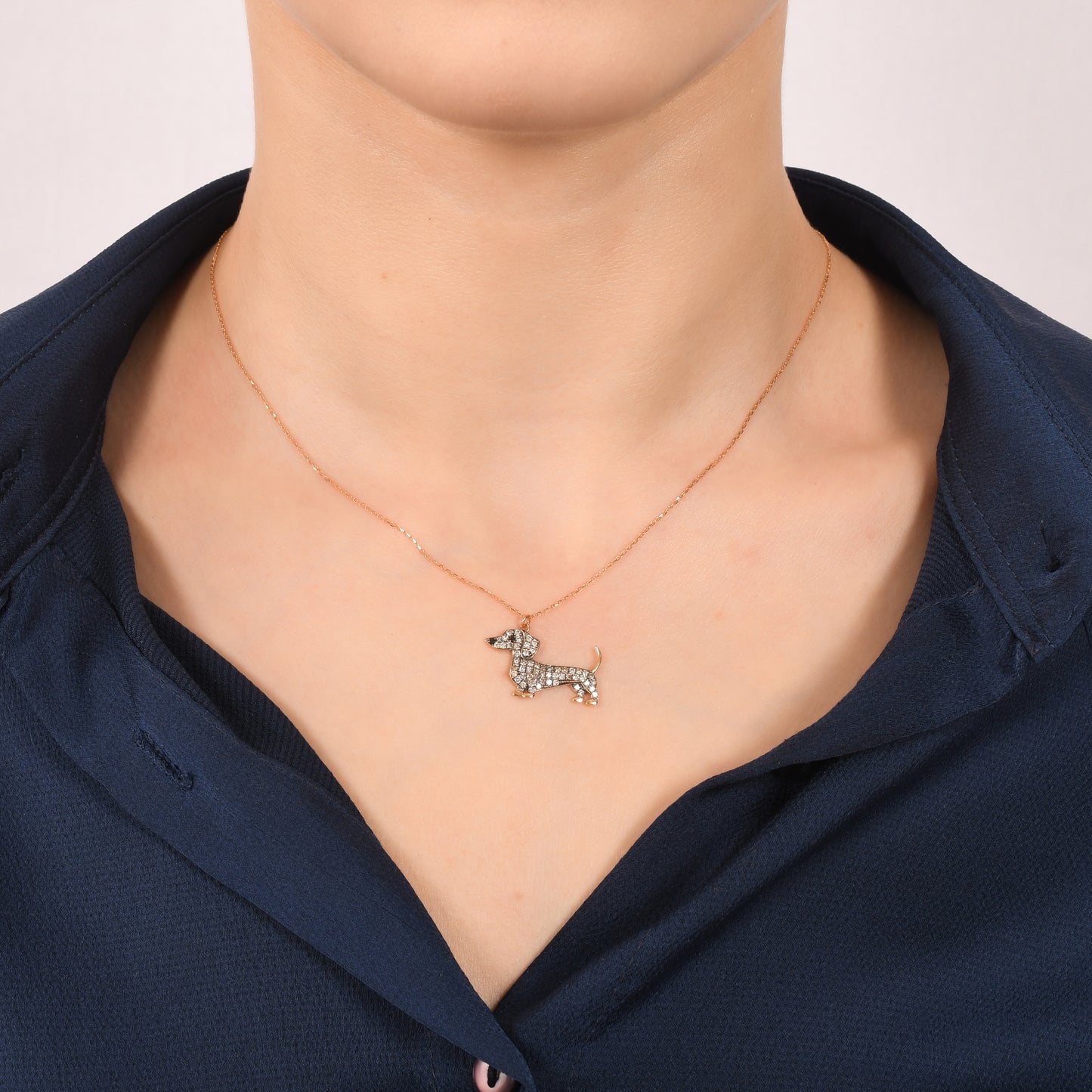 0,50 Karat Pırlanta Köpek Kolye - Arvi Jewellery