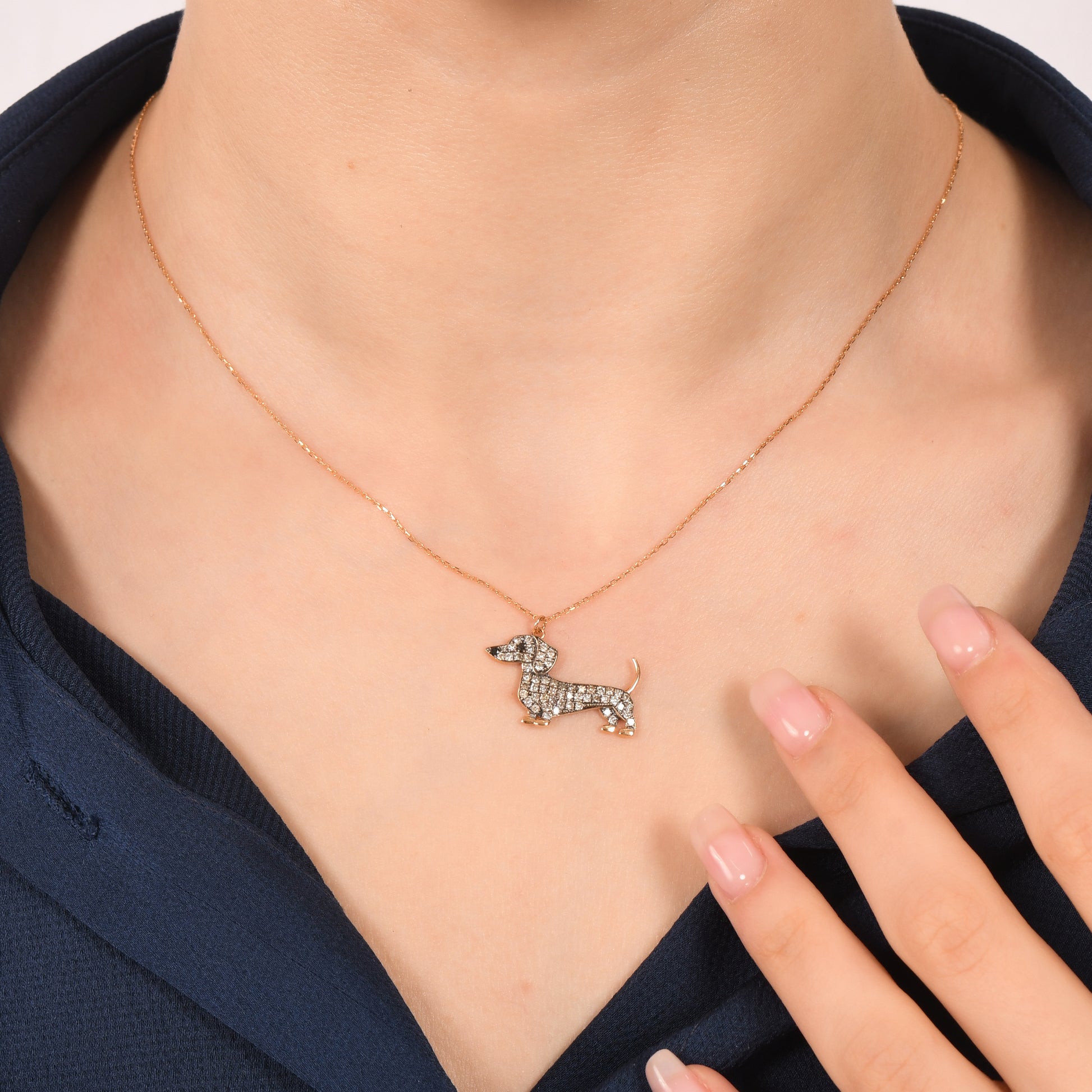 0,50 Karat Pırlanta Köpek Kolye - Arvi Jewellery